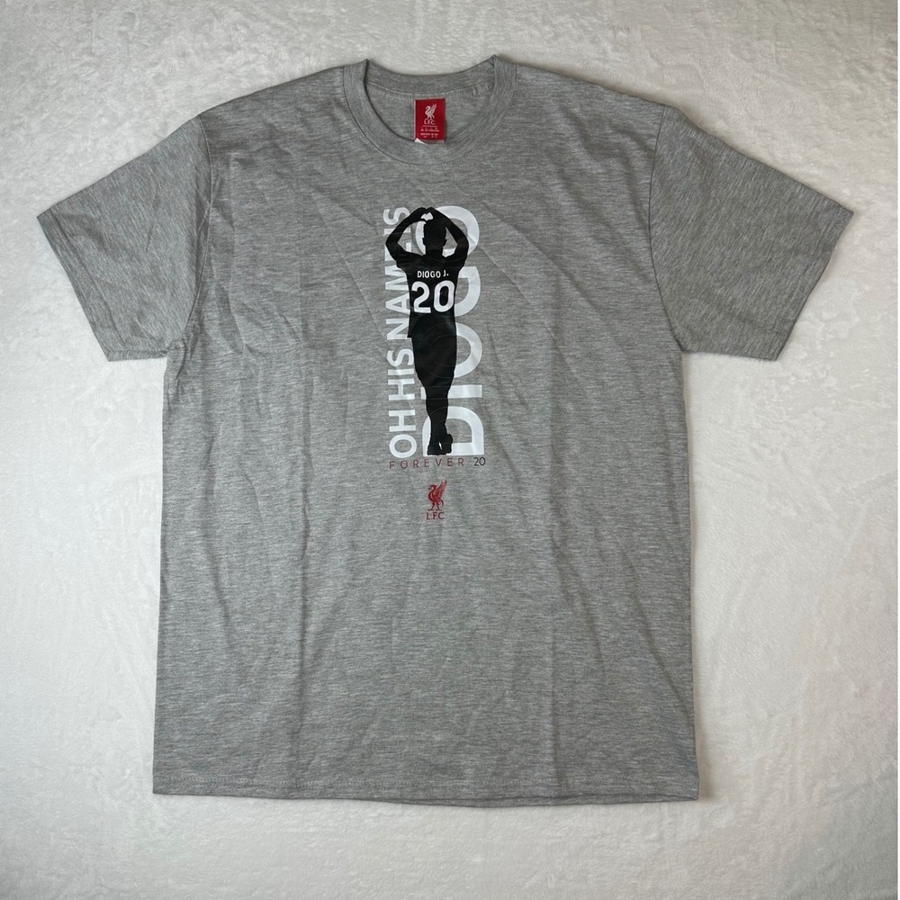 Liverpool FC Diogo Jota 20 Oh His Name Is Diogo Gray Graphic T-Shirt Mens Large